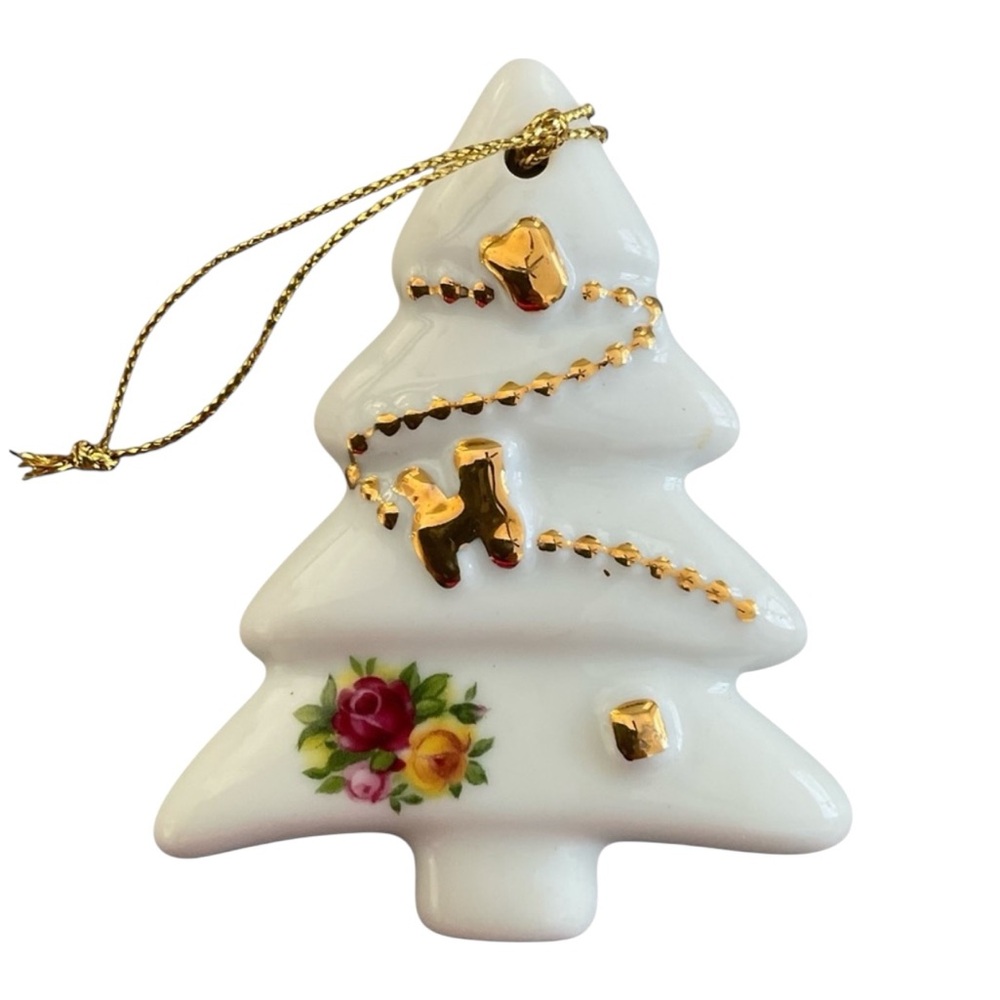 ROYAL ALBERT OLD COUNTRY ROSES Christmas Tree Ornament with 24k Gold & Floral